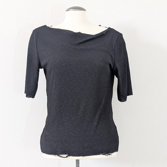 Black Raw Hem T-Shirt - Picture 1 of 9